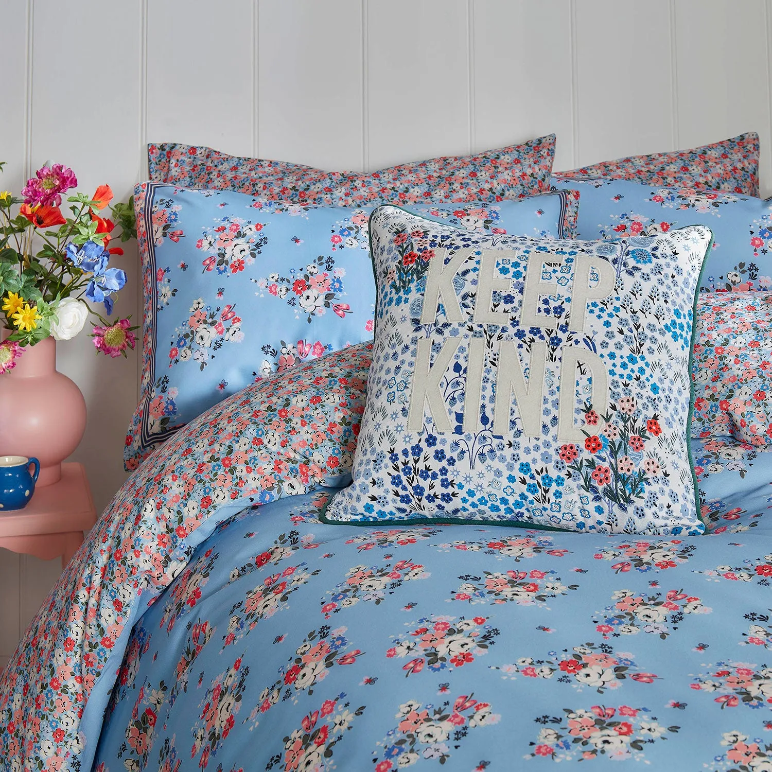 Cath Kidston Clifton Mews Sky Blue 100% Cotton Duvet Set