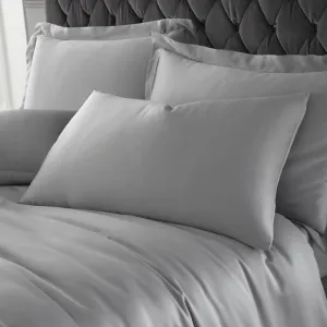 Catherine Lansfield Silver Silky Soft Satin Standard Pillowcase Pair