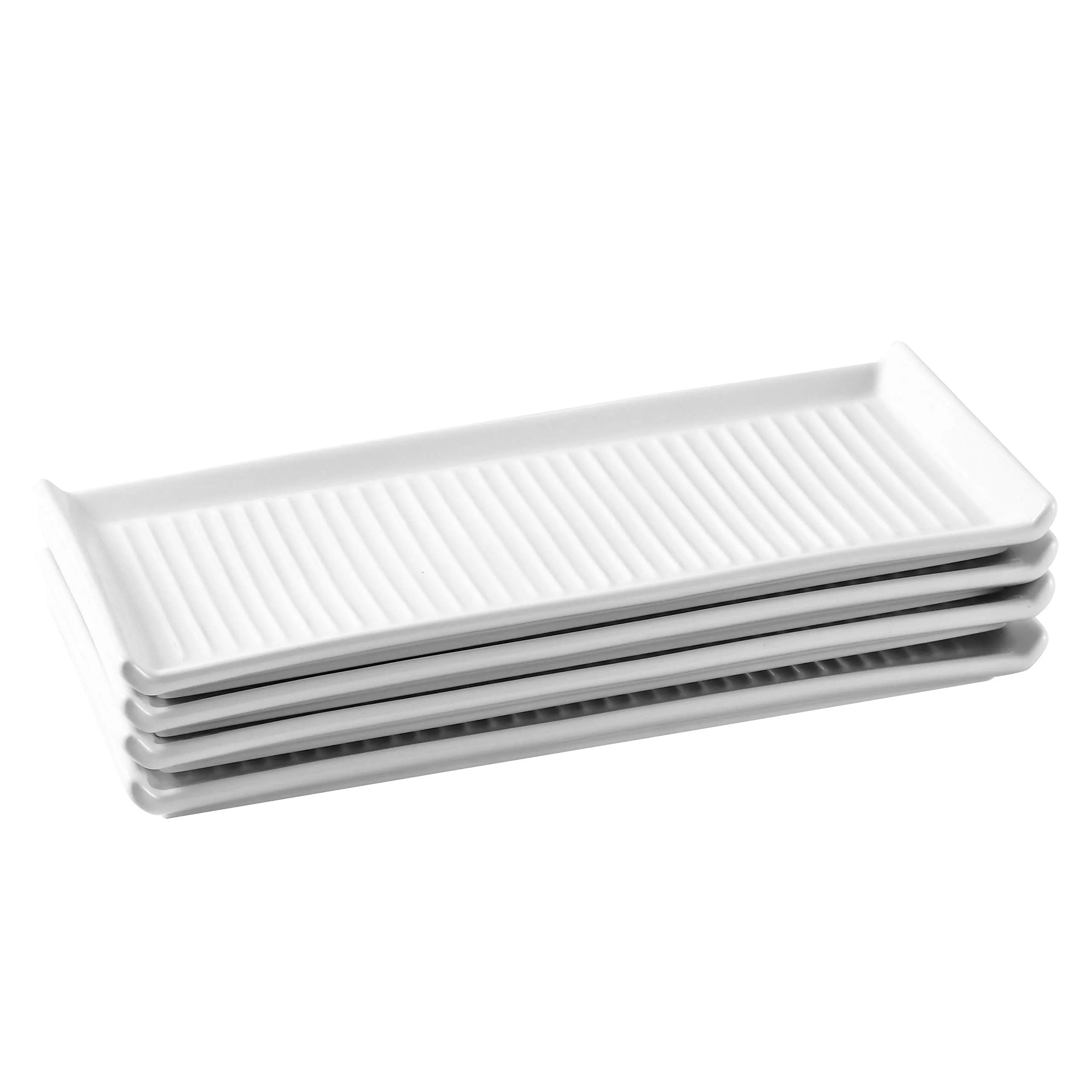 Christmas Dinner Plates Trays 10.5" x 5" Grill Lines Design Set Of 4 Serving Trays Modern