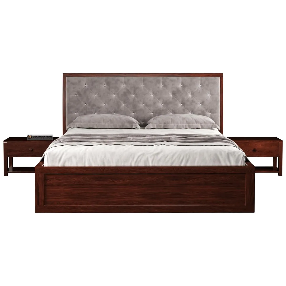 DecorNation Archer Upholstered Double/King Size Bed for Bedroom Home Furniture (Wood, Fitting Mattress Size - 72x78 Inches)