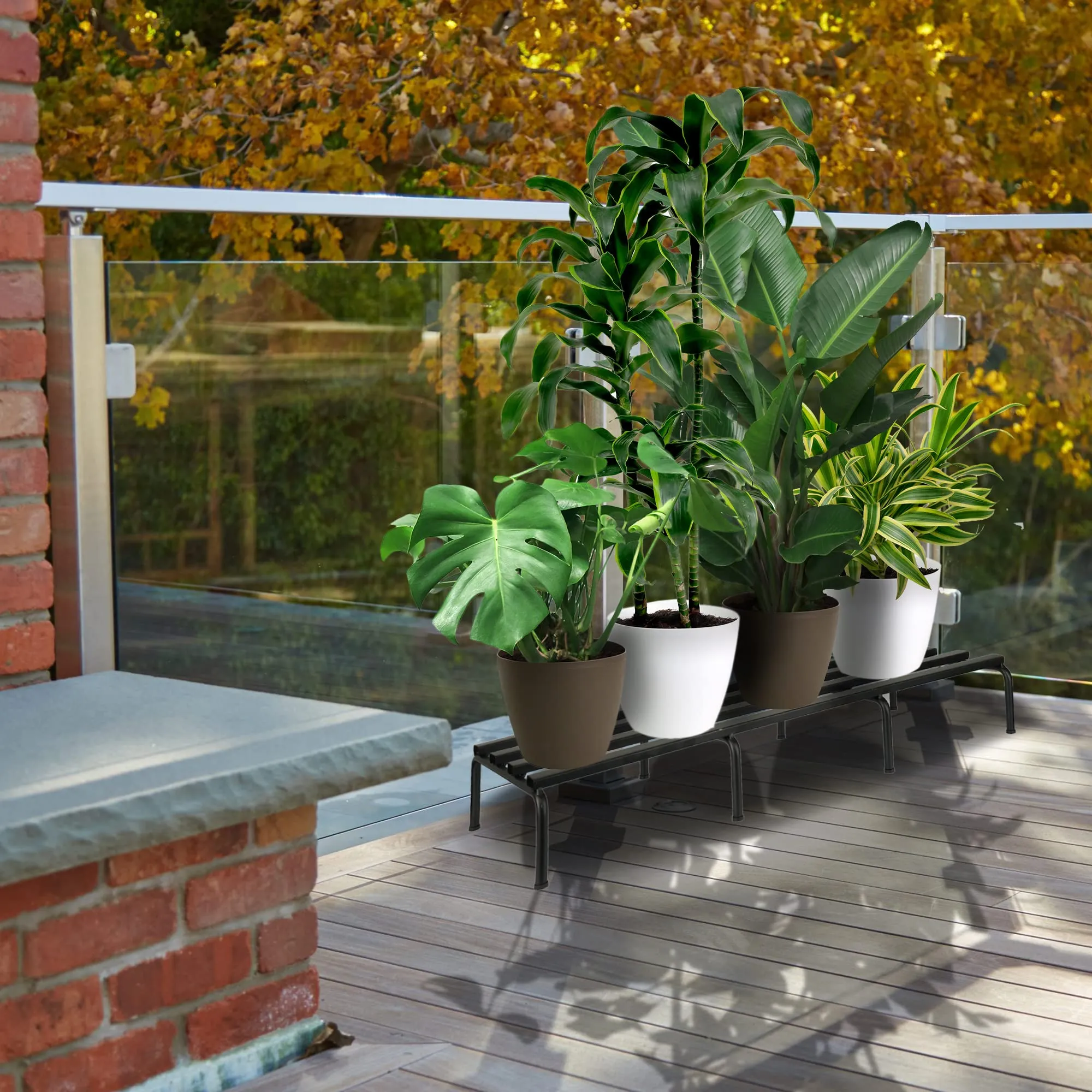 DECOWORLD || Metal Planter Stand || Plant Stand for Pots|| Outdoor Plant Stand || Black (Set of 4)