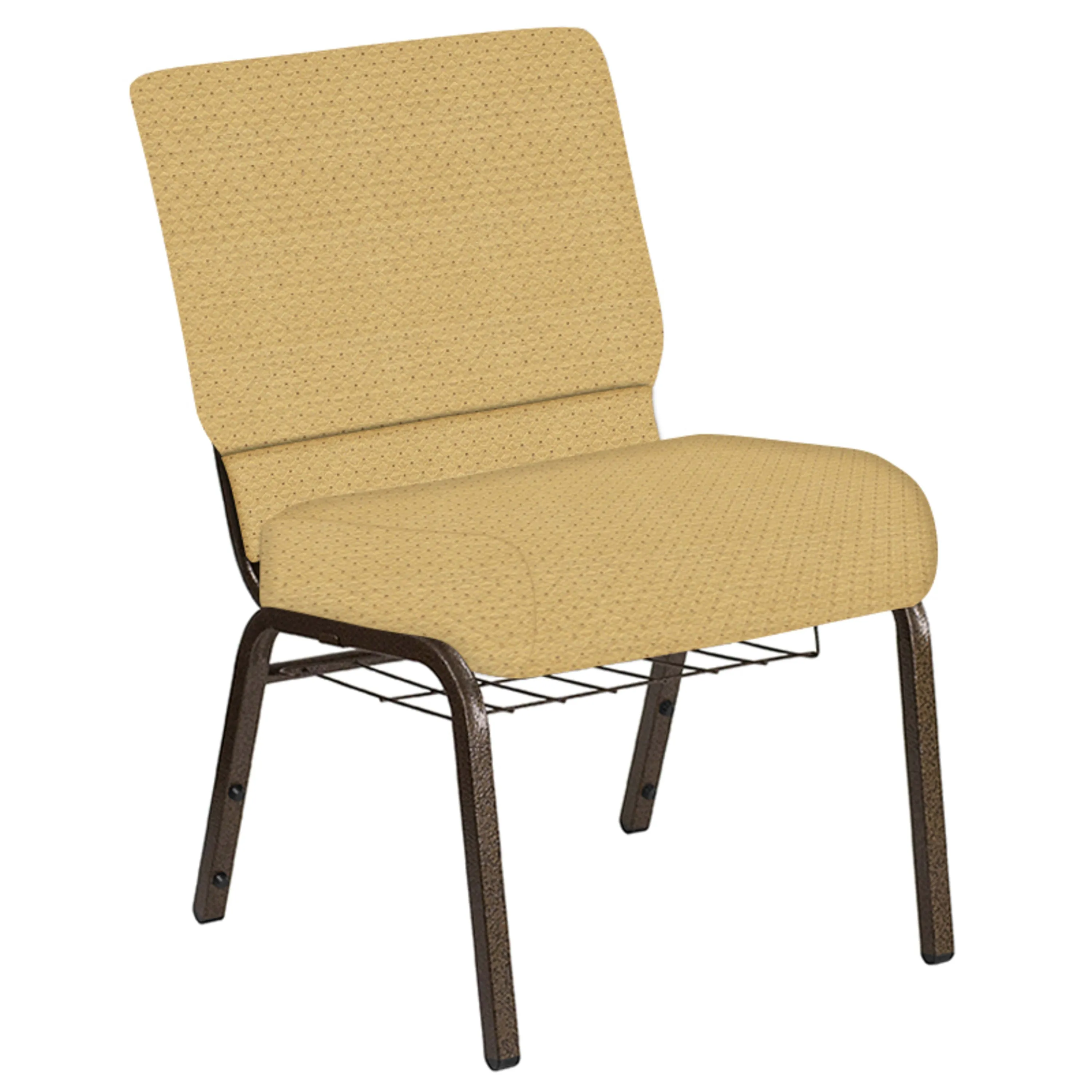 Embroidered 21''W Church Chair in Venus Fabric with Book Rack - Gold Vein Frame