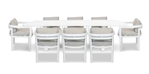 Escape Rectangle Outdoor Dining Setting in Arctic White with Aluminium Chairs