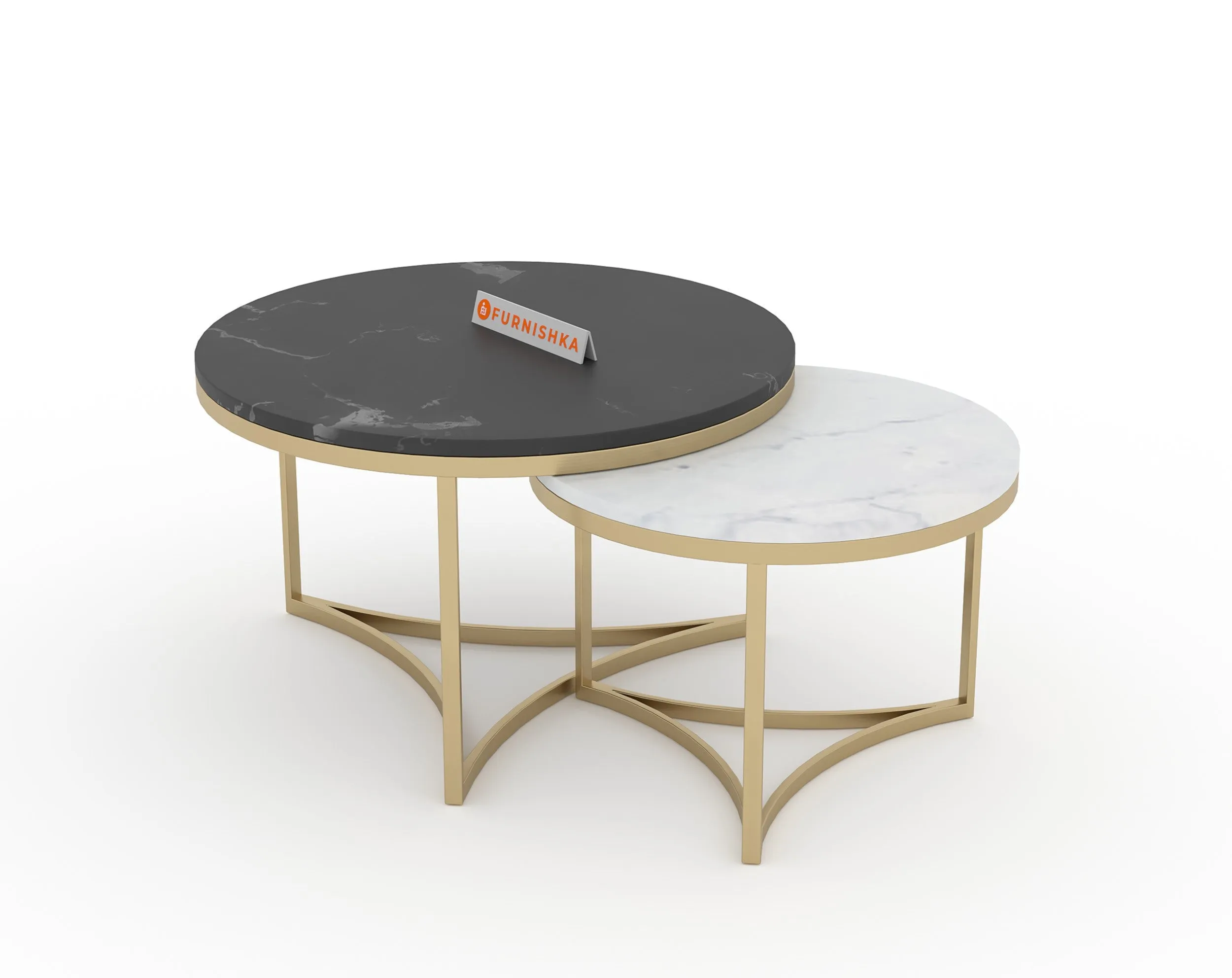 Evara Nesting Coffee Table Set of 2 In Gold Finish