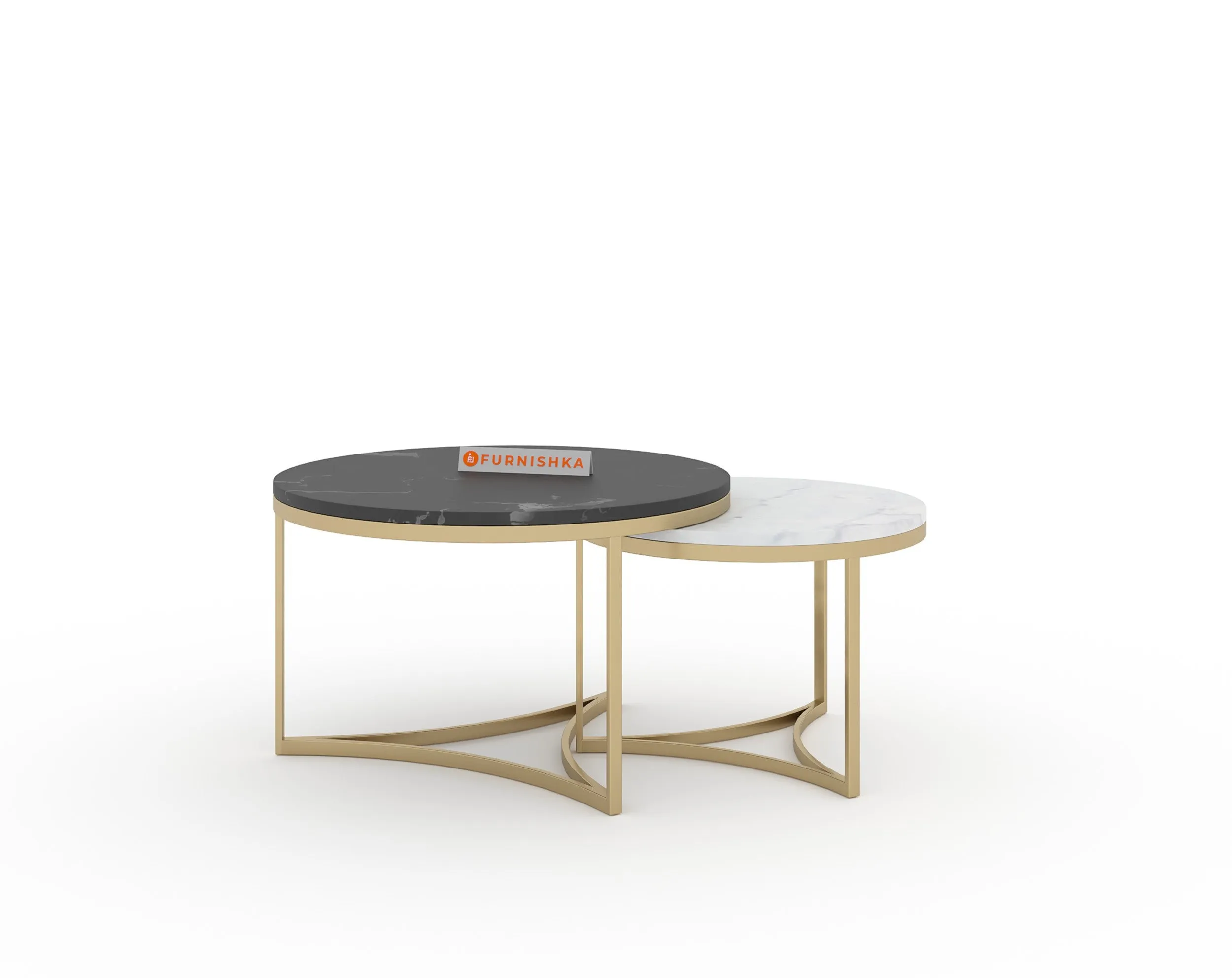 Evara Nesting Coffee Table Set of 2 In Gold Finish