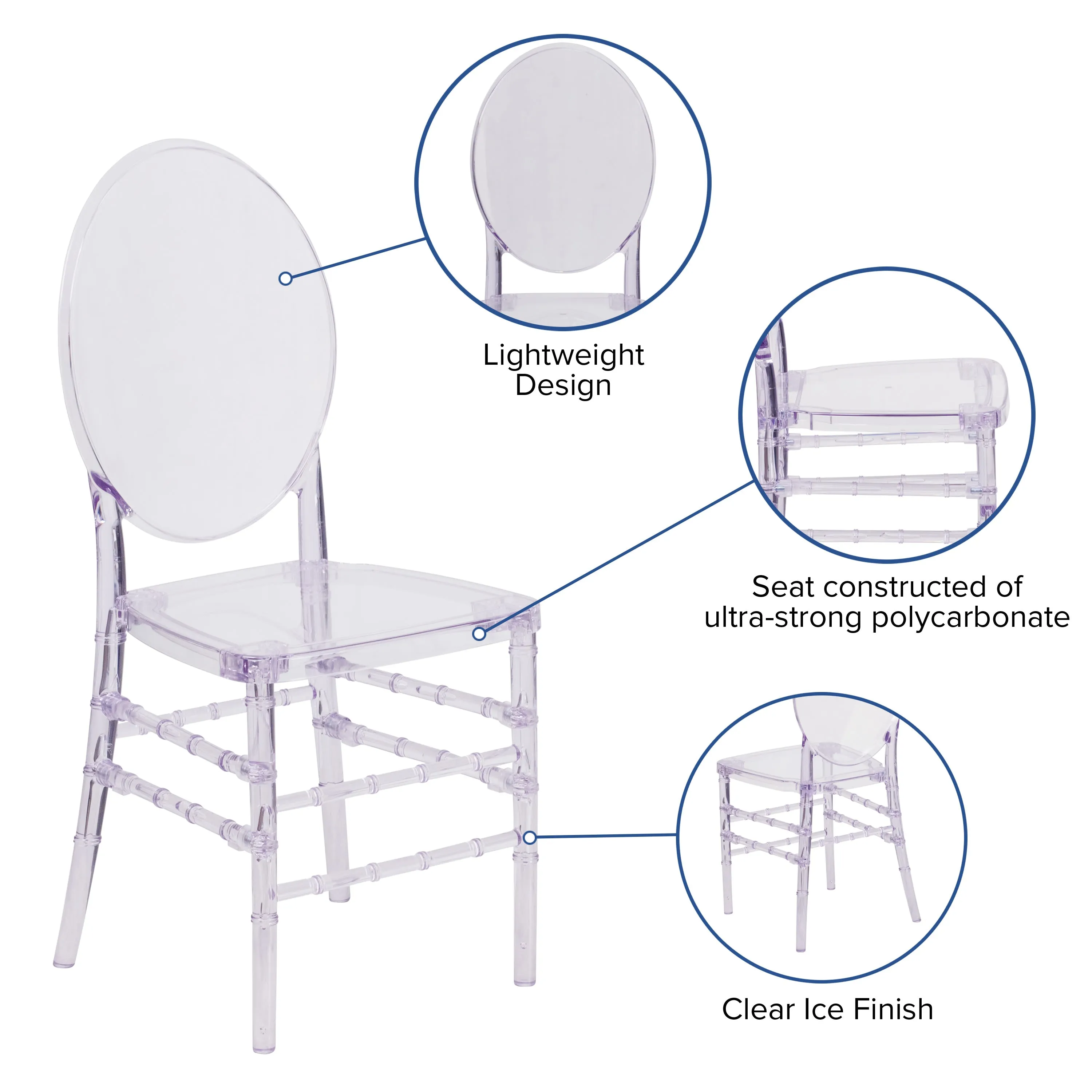 Flash Elegance Stacking Florence Chair with Elongated Oval Back