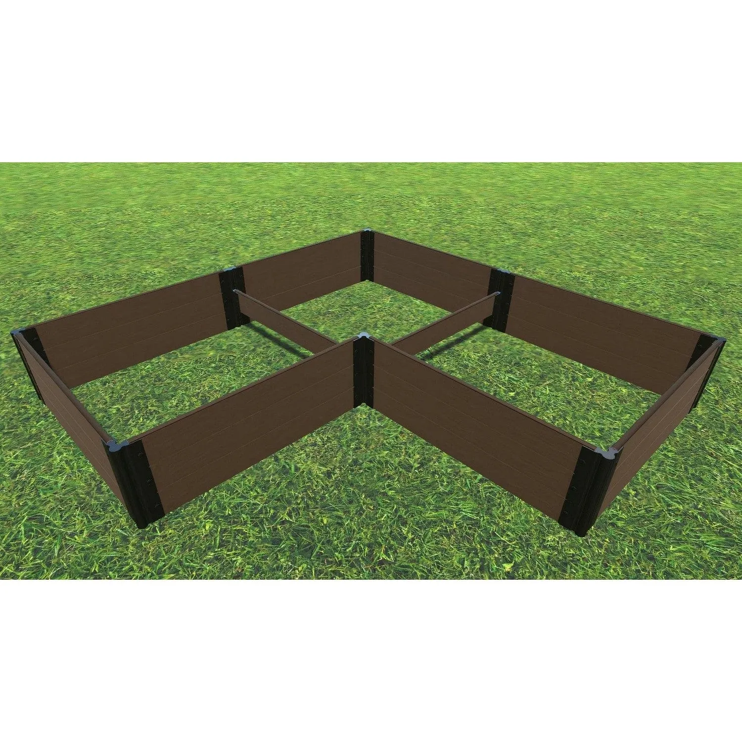 Frame It All | Tool-Free Arrowhead Straight Corner Raised Garden Bed - 8' X 8' X 16.5" - Uptown Brown - 1" Profile