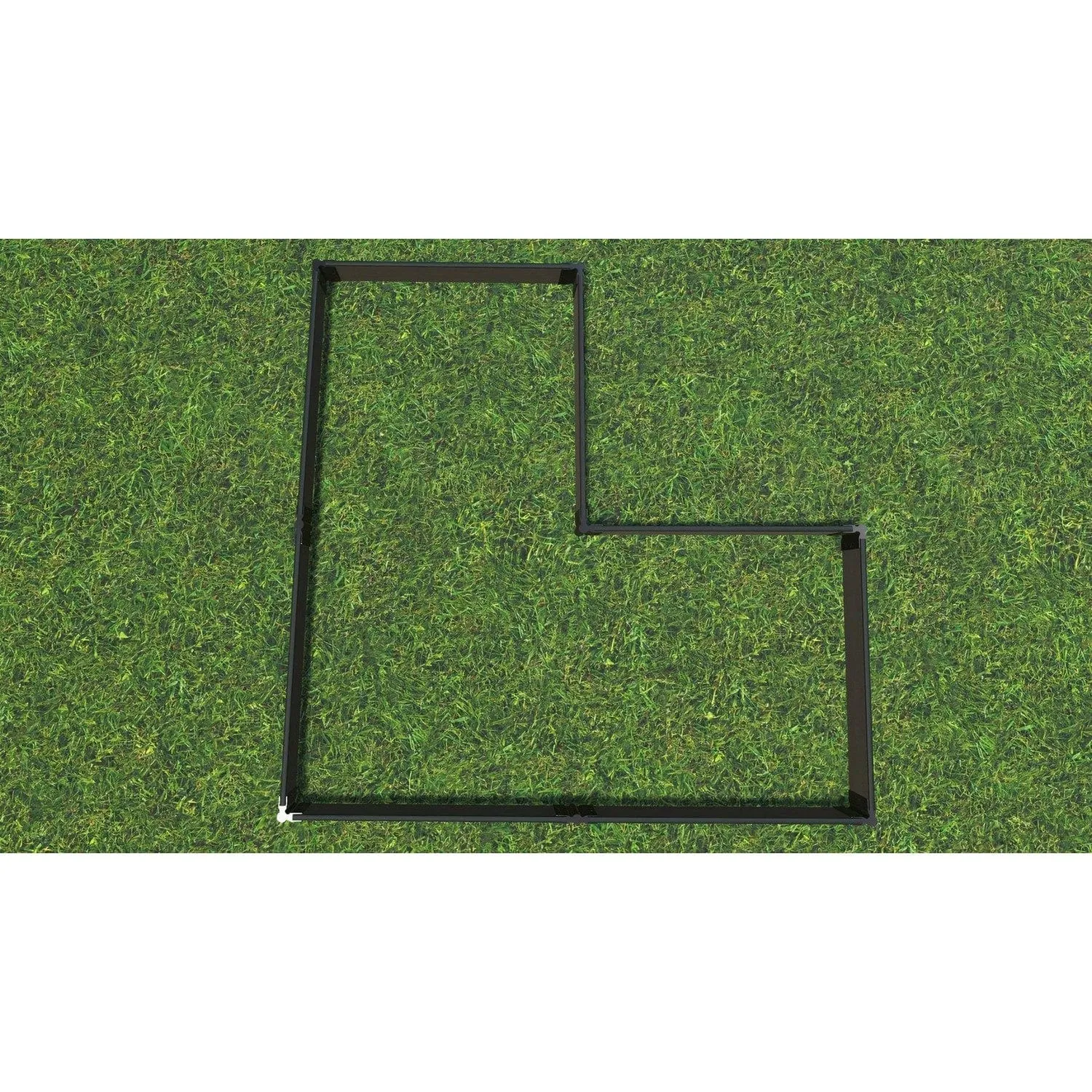 Frame It All | Tool-Free Arrowhead Straight Corner Raised Garden Bed 8' X 8' X 5.5" - Weathered Wood - 1" Profile