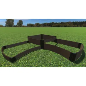 Frame It All | Tool-Free Dakota Curved Corner Raised Garden Bed (Tri-Level) 8' X 8' X 16.5" Uptown Brown - 1" Profile