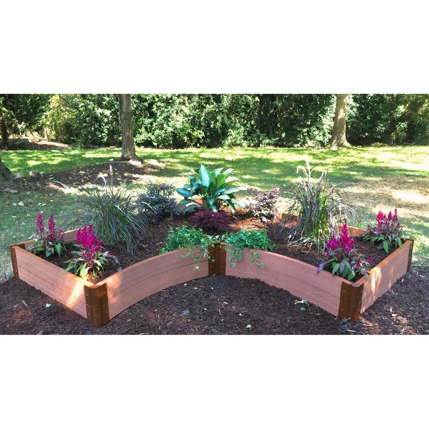 Frame It All | Tool-Free Grand Concourse Interior Curved Corner Raised Garden Bed 8' X 8' X 16.5" - Uptown Brown - 1" Profile