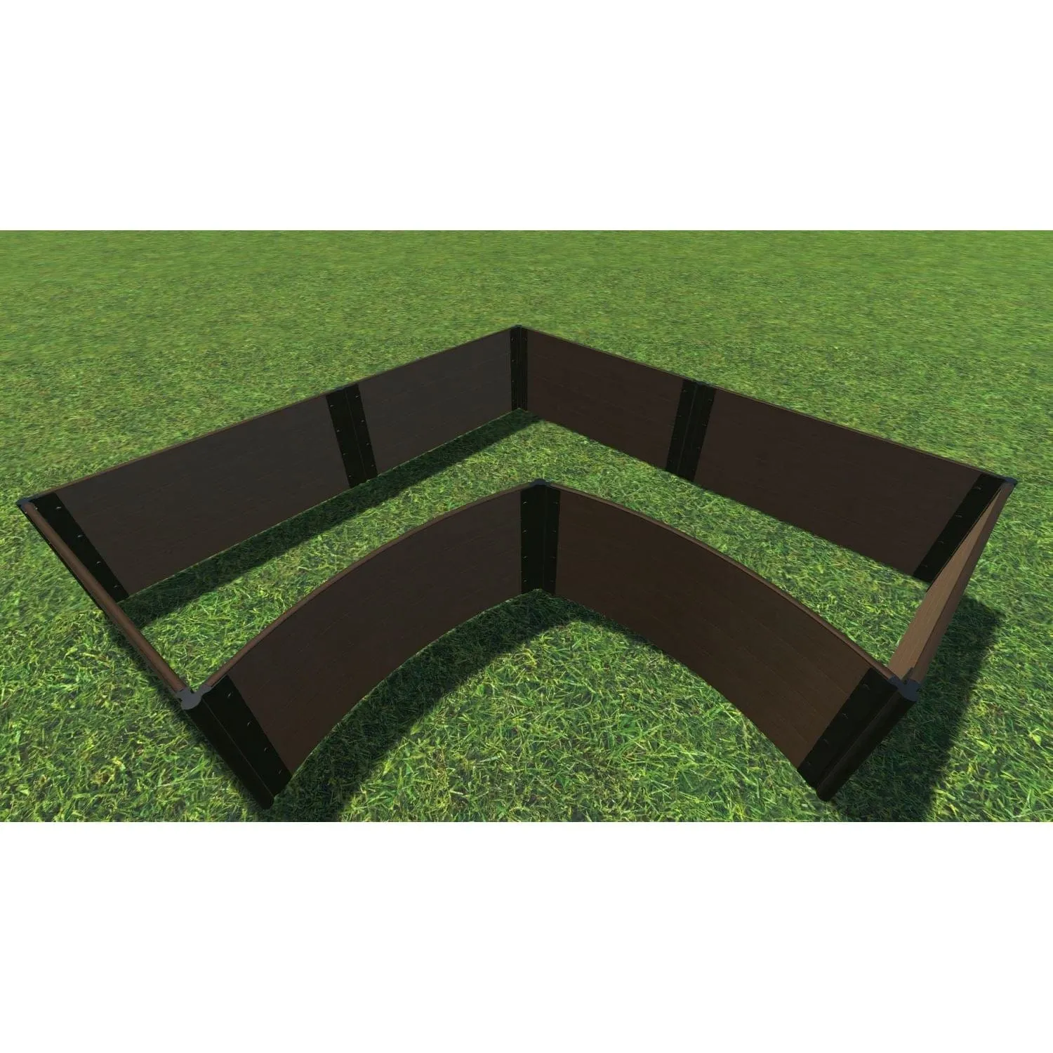 Frame It All | Tool-Free Grand Concourse Interior Curved Corner Raised Garden Bed 8' X 8' X 22" - Uptown Brown - 1" Profile