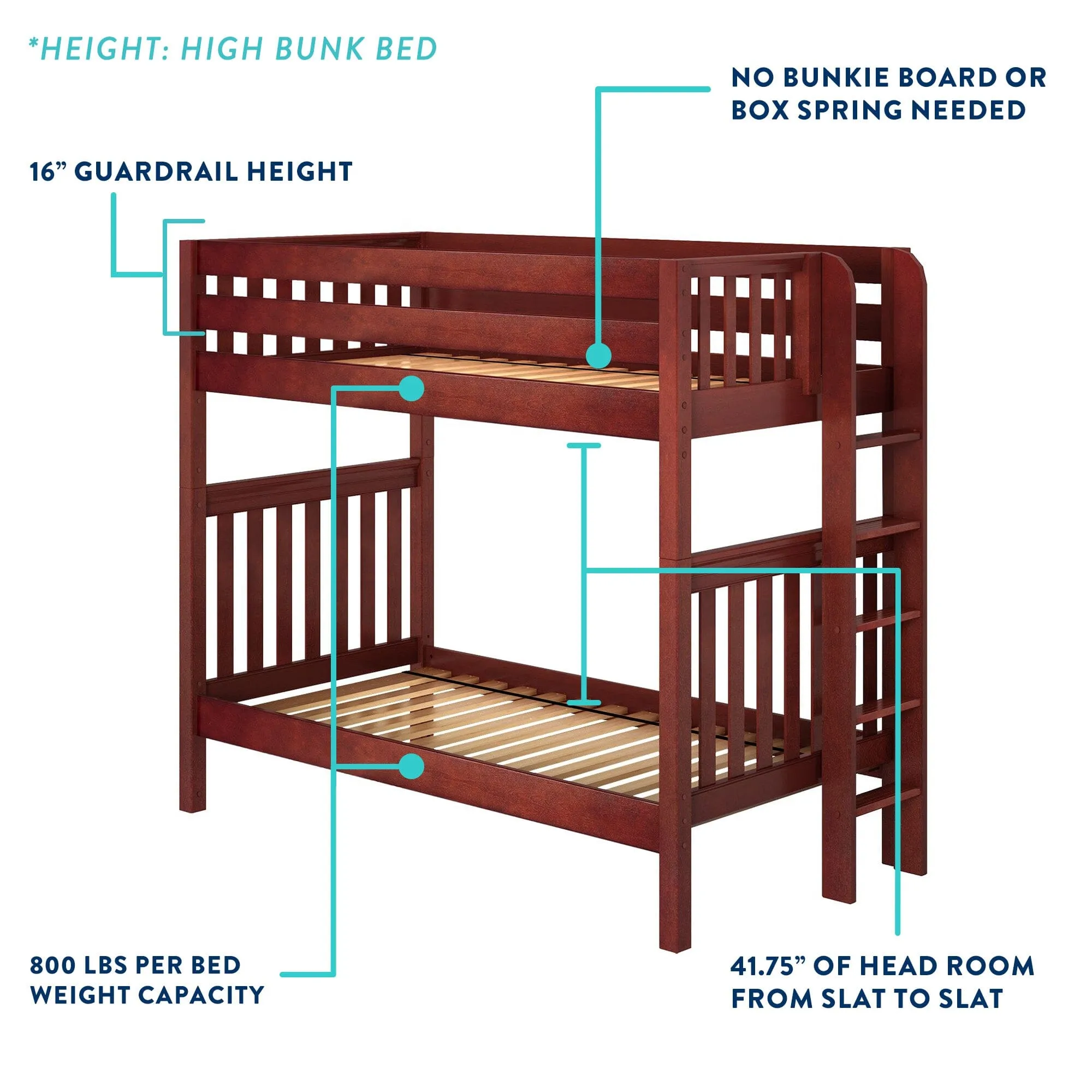 Full High Bunk Bed with Stairs