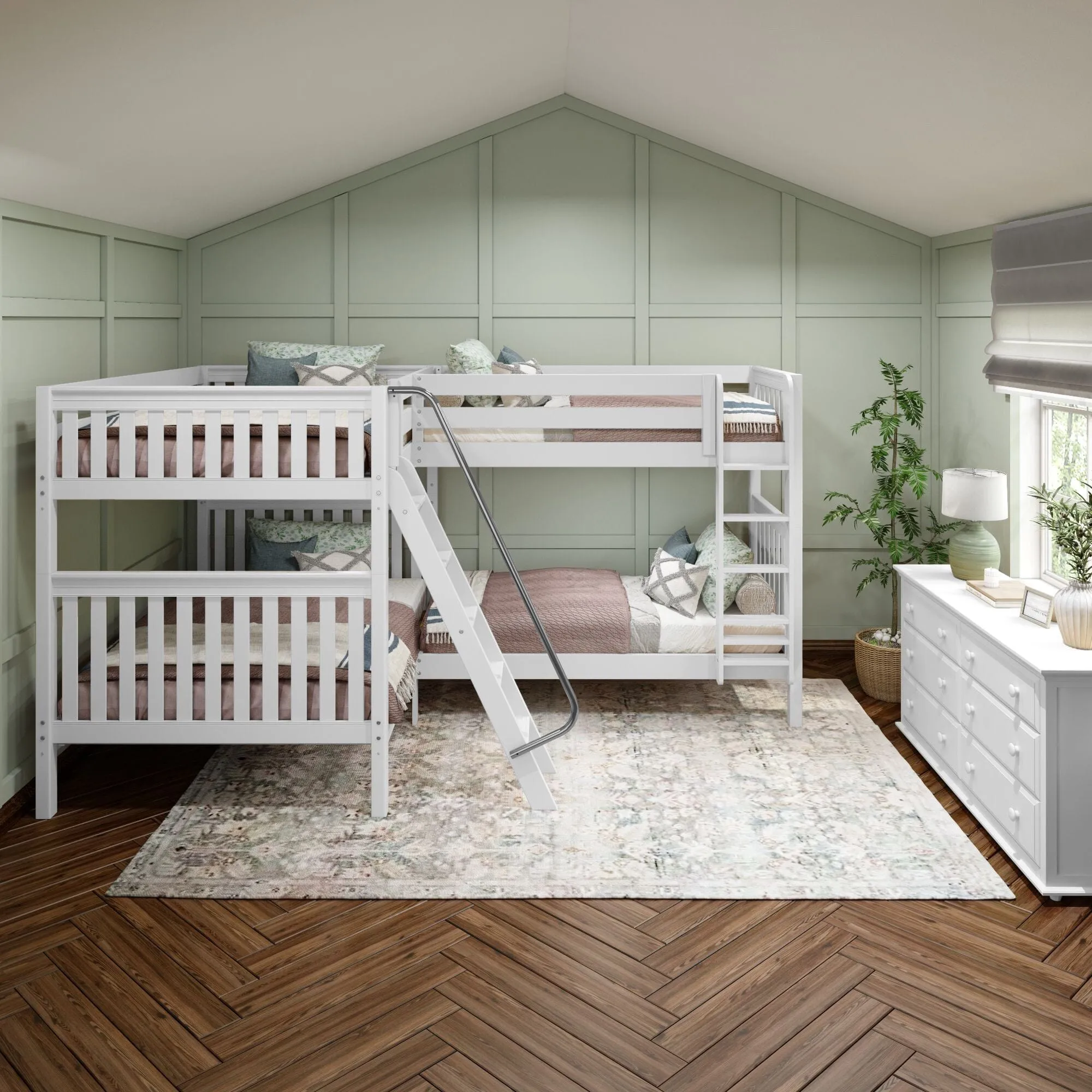 Full XL   Twin XL High Corner Bunk with Ladders