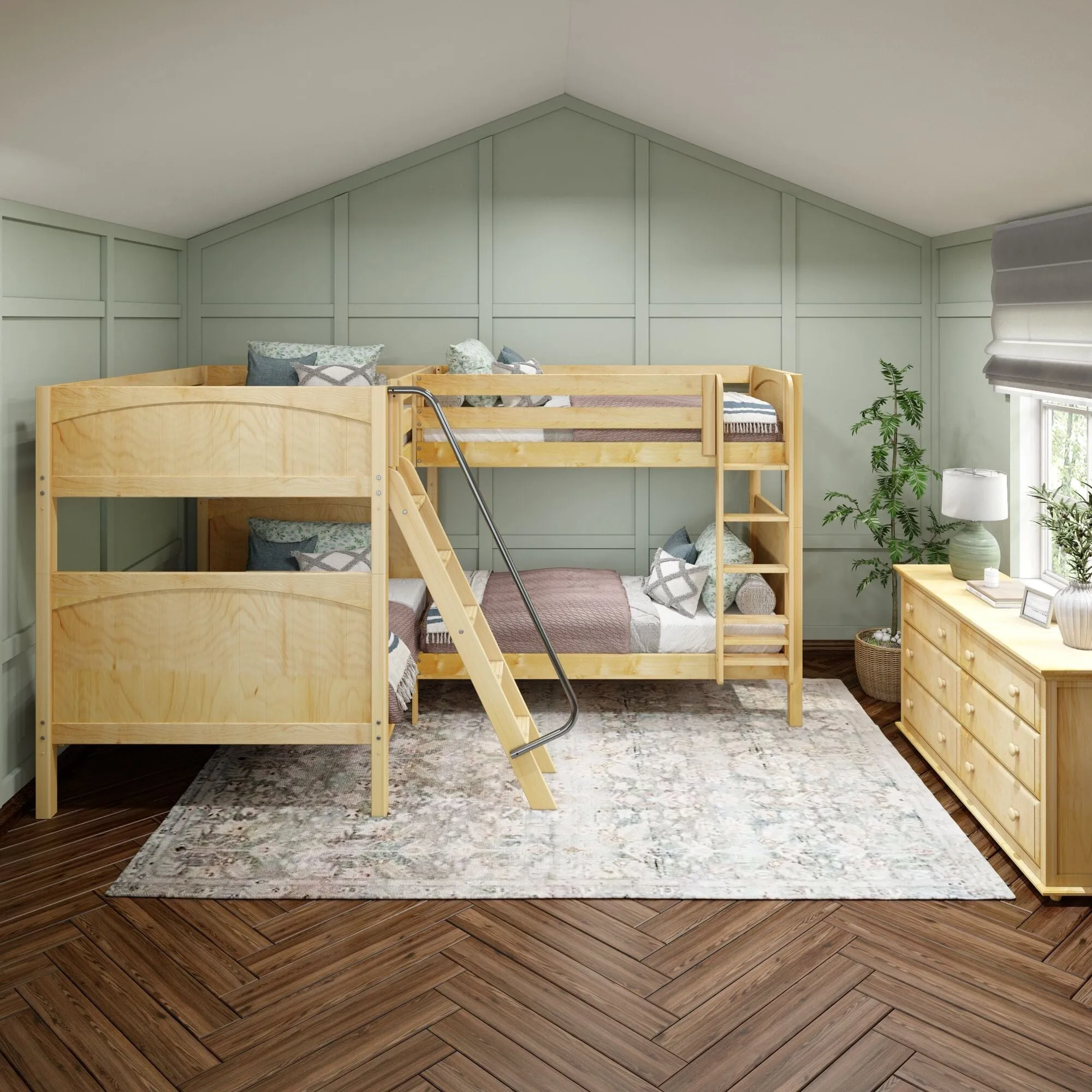 Full XL   Twin XL High Corner Bunk with Ladders