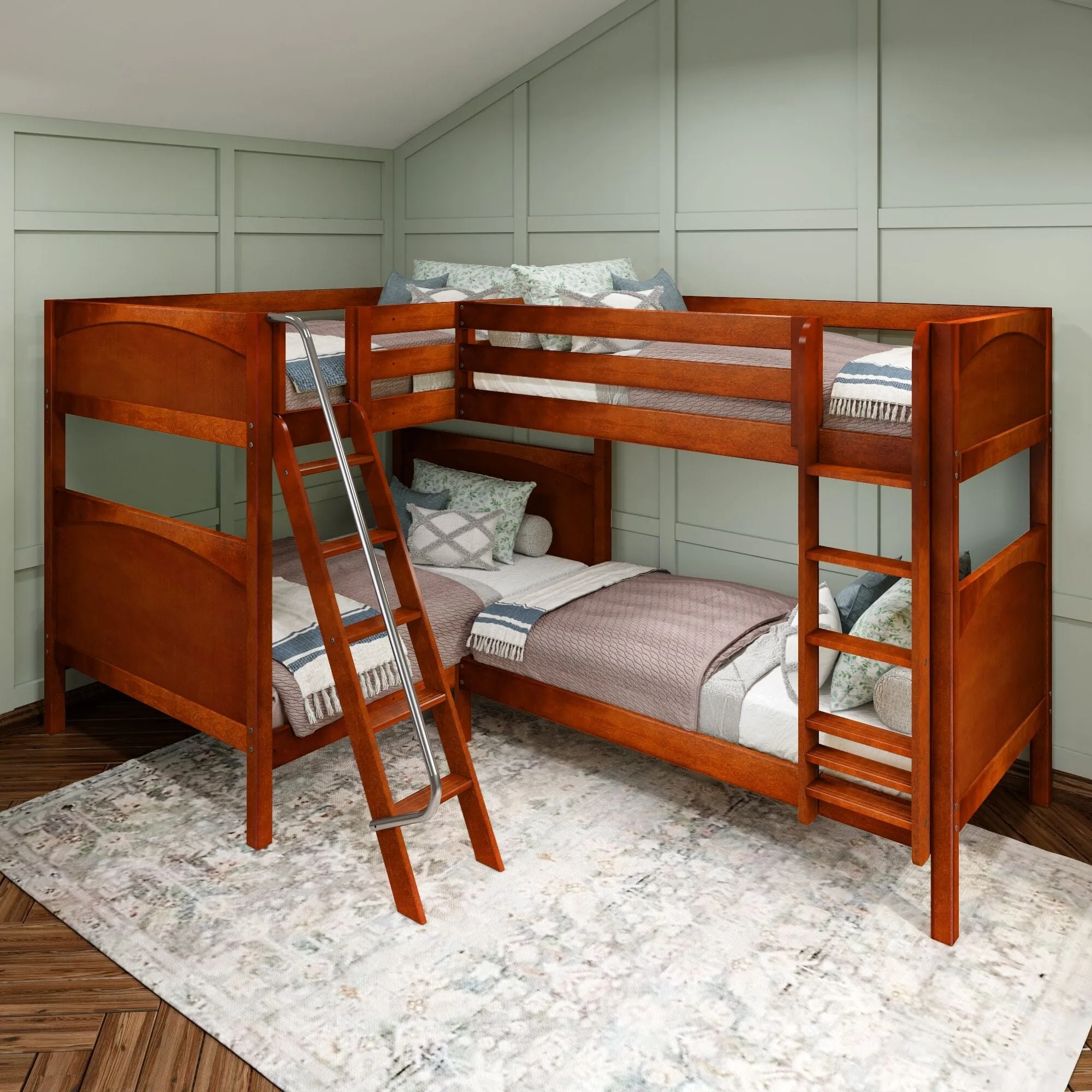 Full XL   Twin XL High Corner Bunk with Ladders