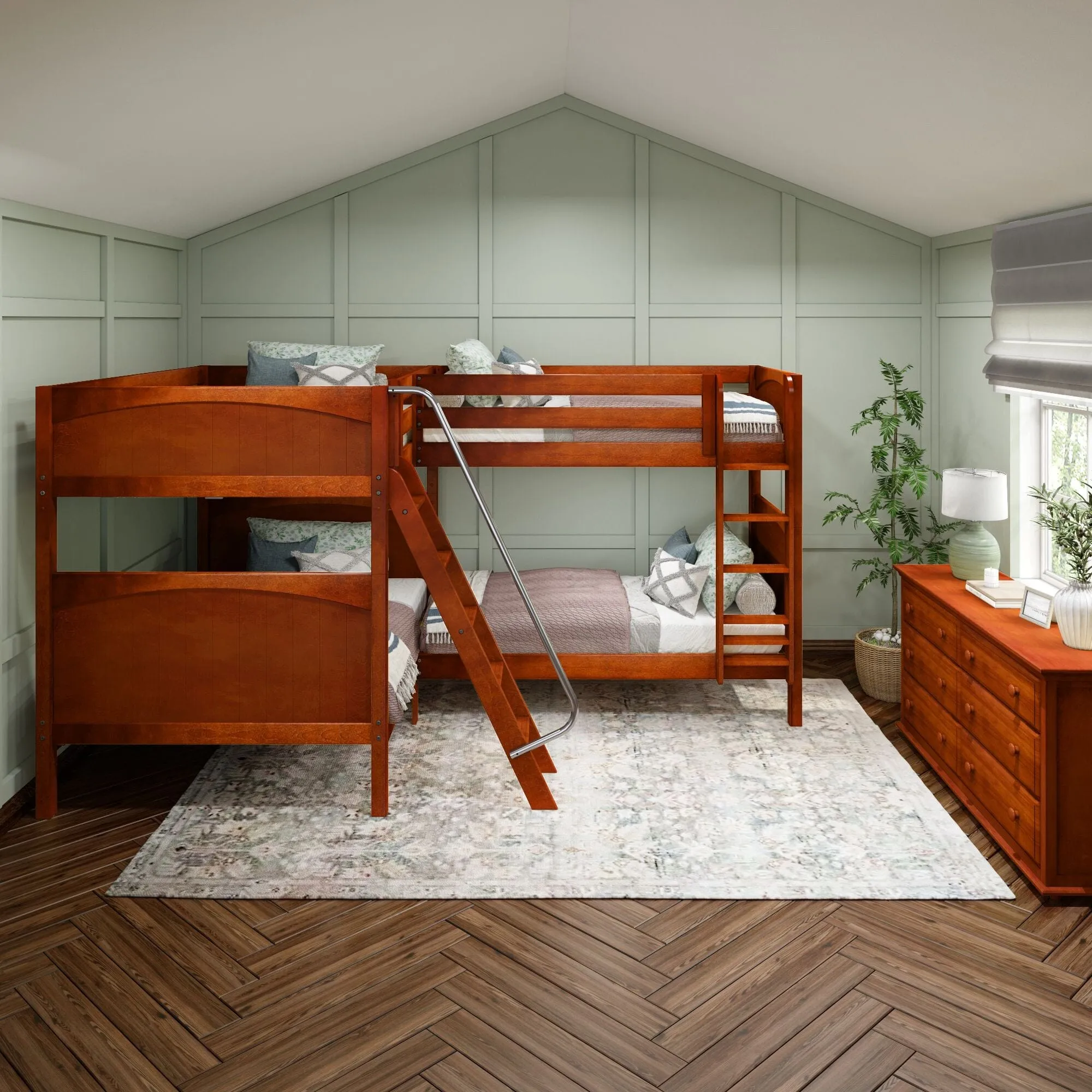 Full XL   Twin XL High Corner Bunk with Ladders