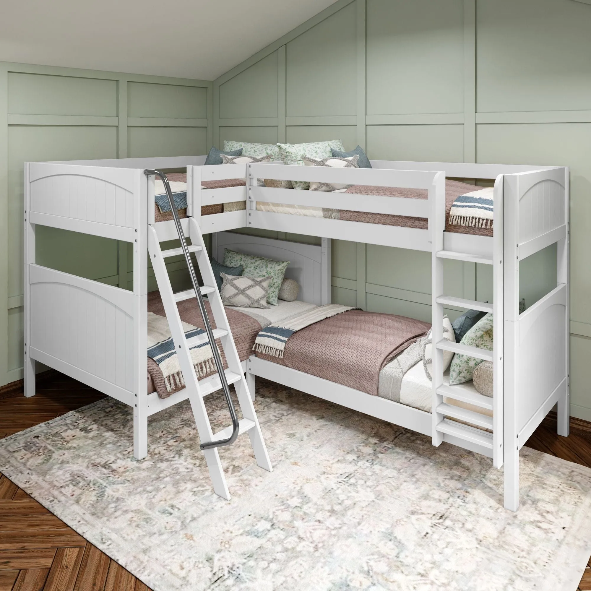Full XL   Twin XL High Corner Bunk with Ladders