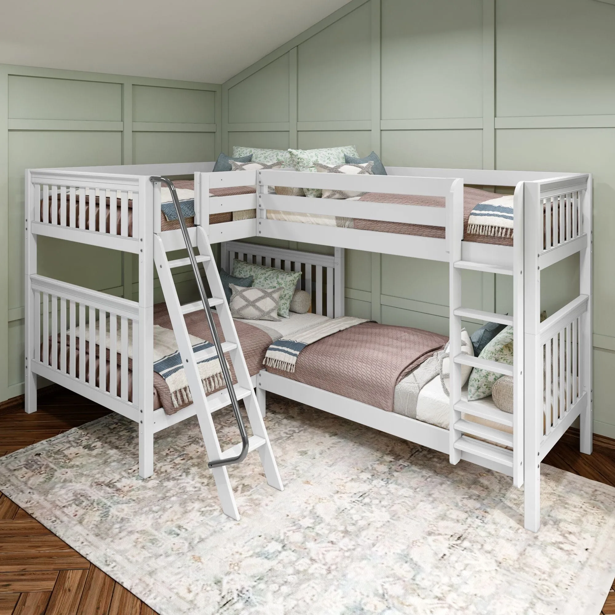 Full XL   Twin XL High Corner Bunk with Ladders