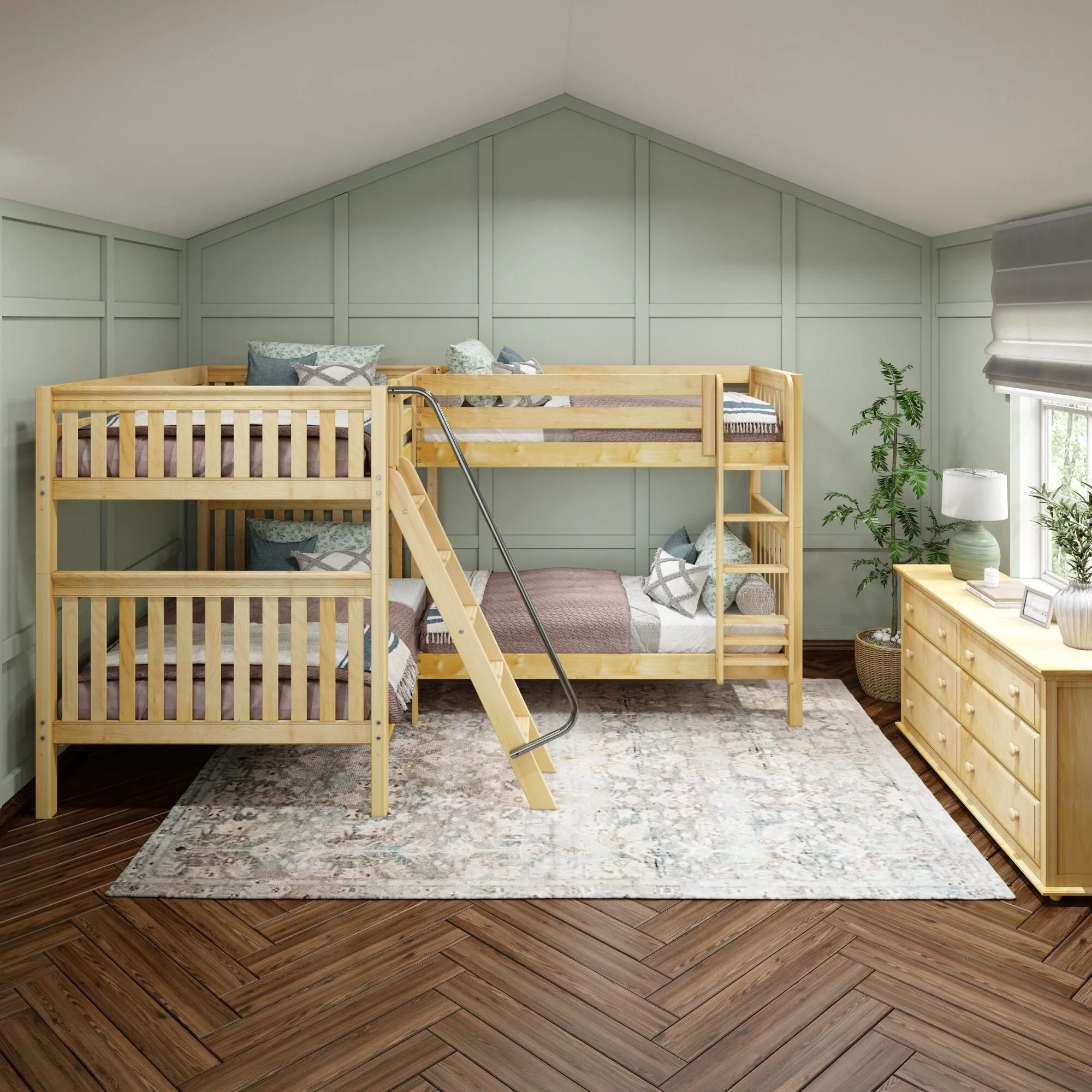 Full XL   Twin XL High Corner Bunk with Ladders