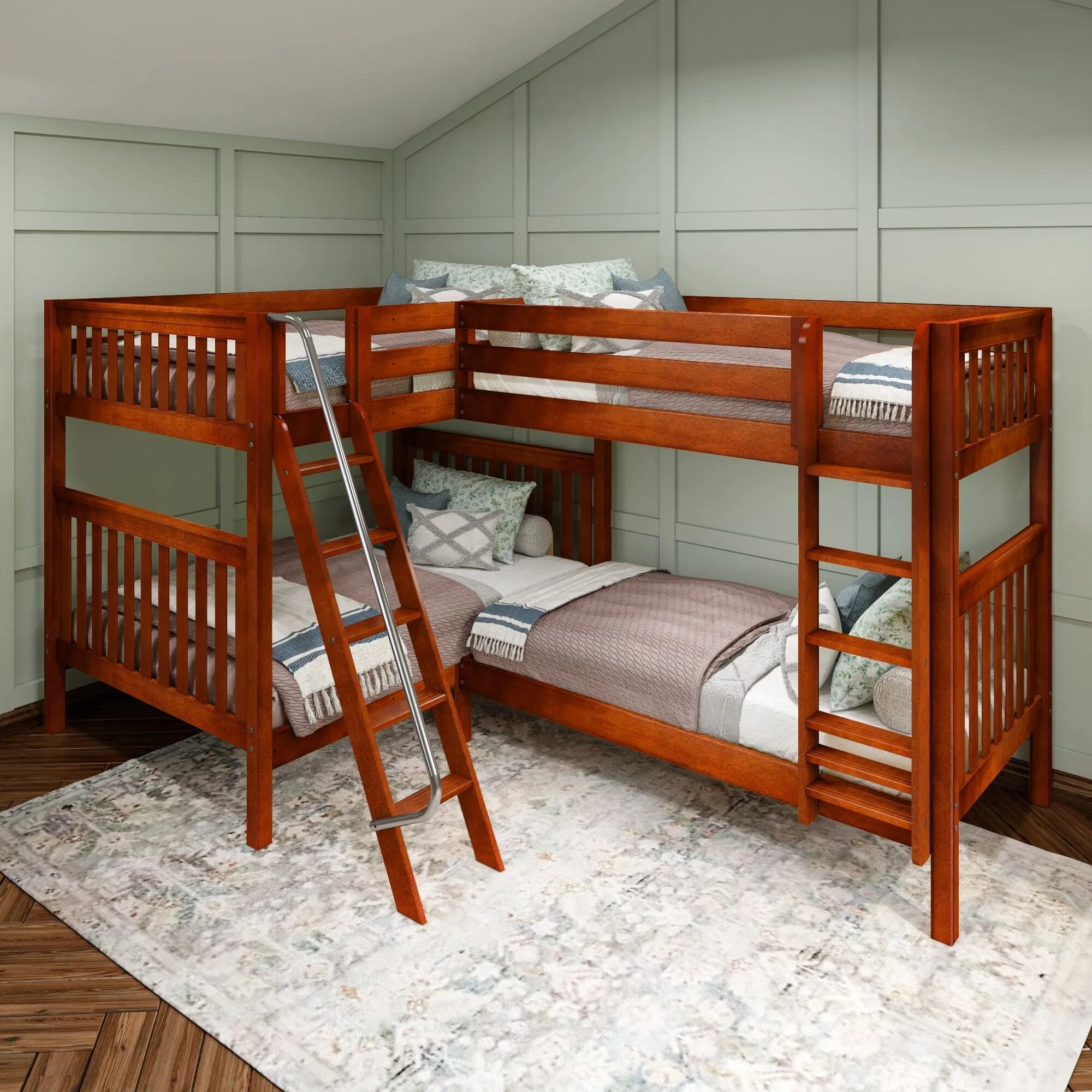Full XL   Twin XL High Corner Bunk with Ladders