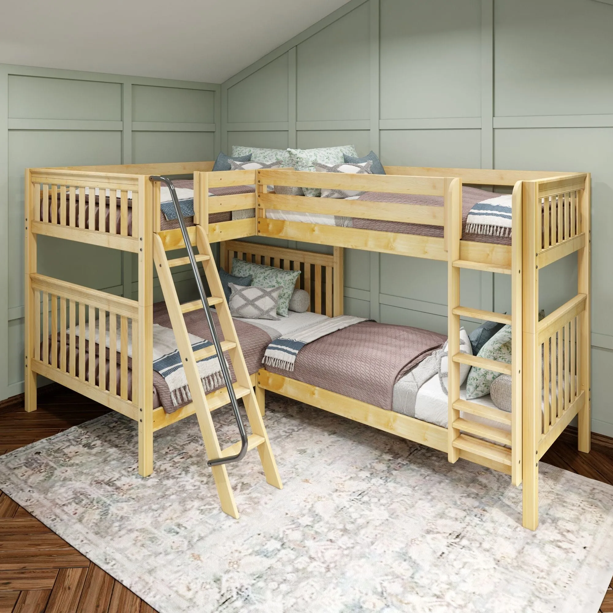 Full XL   Twin XL High Corner Bunk with Ladders