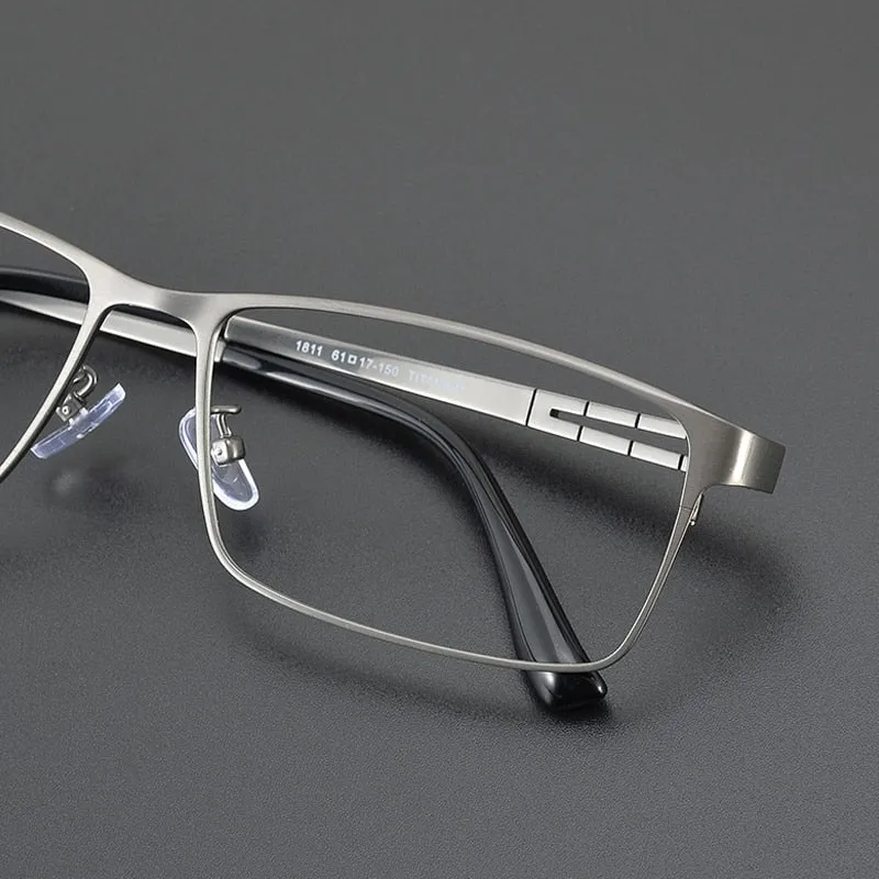 Gatenac Men's Full Rim Big Square Titanium Eyeglasses Gxyj1081