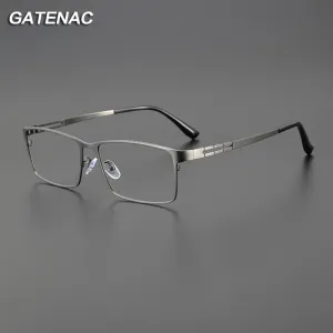 Gatenac Men's Full Rim Big Square Titanium Eyeglasses Gxyj1081