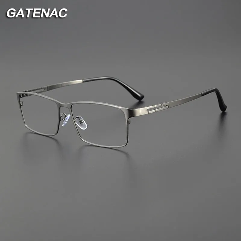 Gatenac Men's Full Rim Big Square Titanium Eyeglasses Gxyj1081