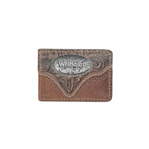 Gem Dandy Men's Wrangler Logo Magnetic Brown Money Clip