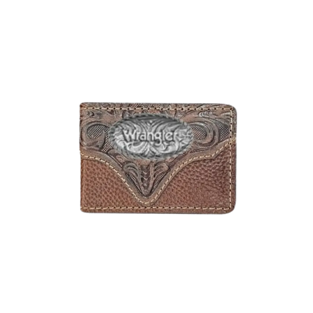 Gem Dandy Men's Wrangler Logo Magnetic Brown Money Clip