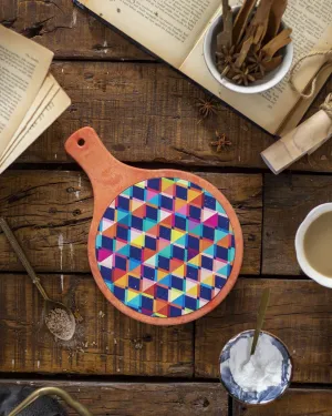'Geometric Elegance' Triangle Mosaic Trivet - Orange