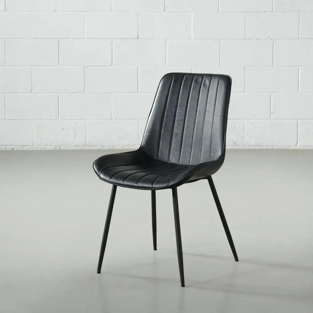 GLORIA - Black Leather Dining Chair