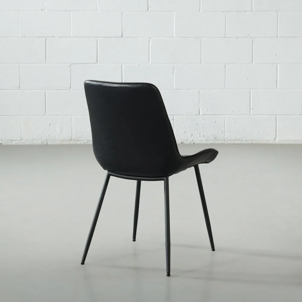 GLORIA - Black Leather Dining Chair