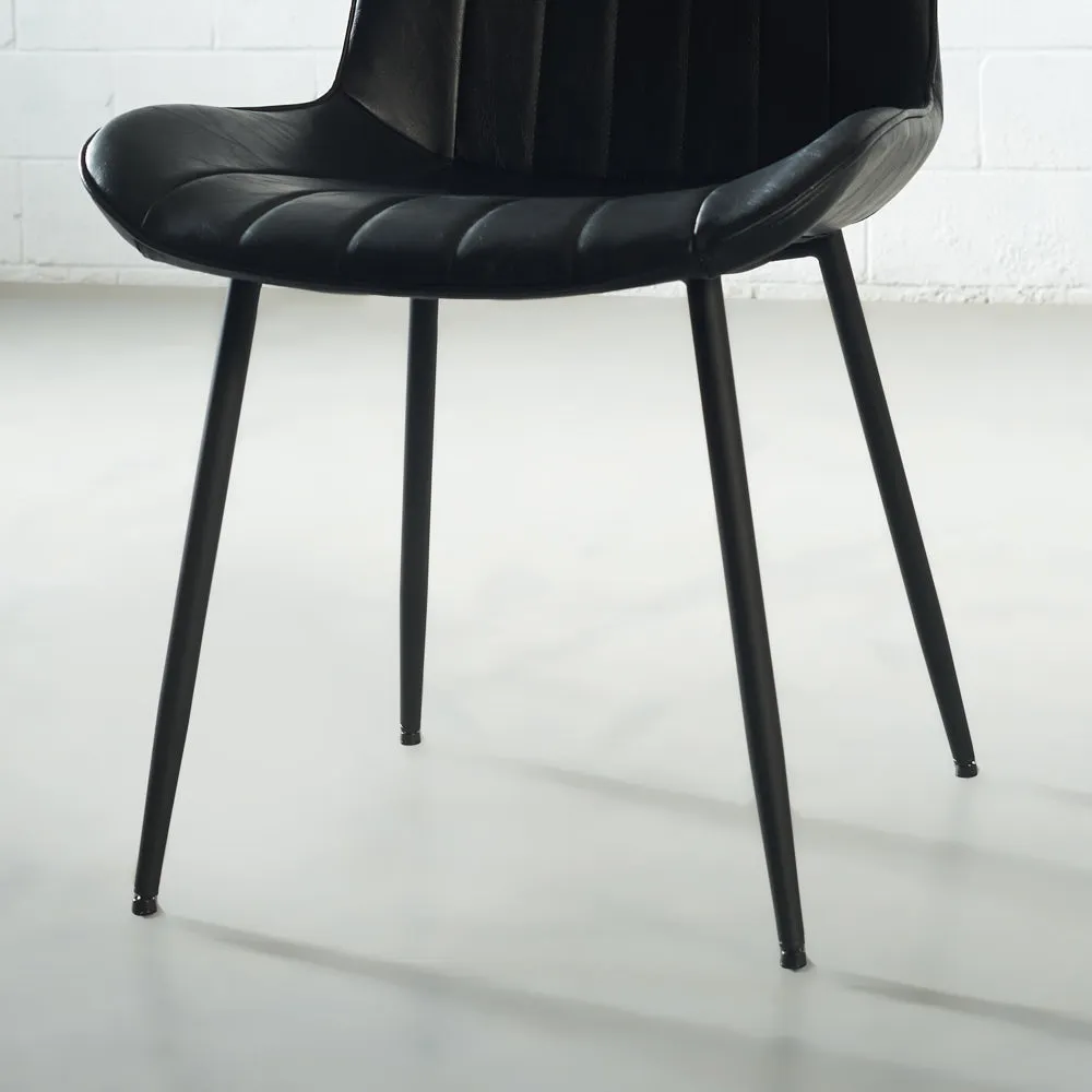 GLORIA - Black Leather Dining Chair