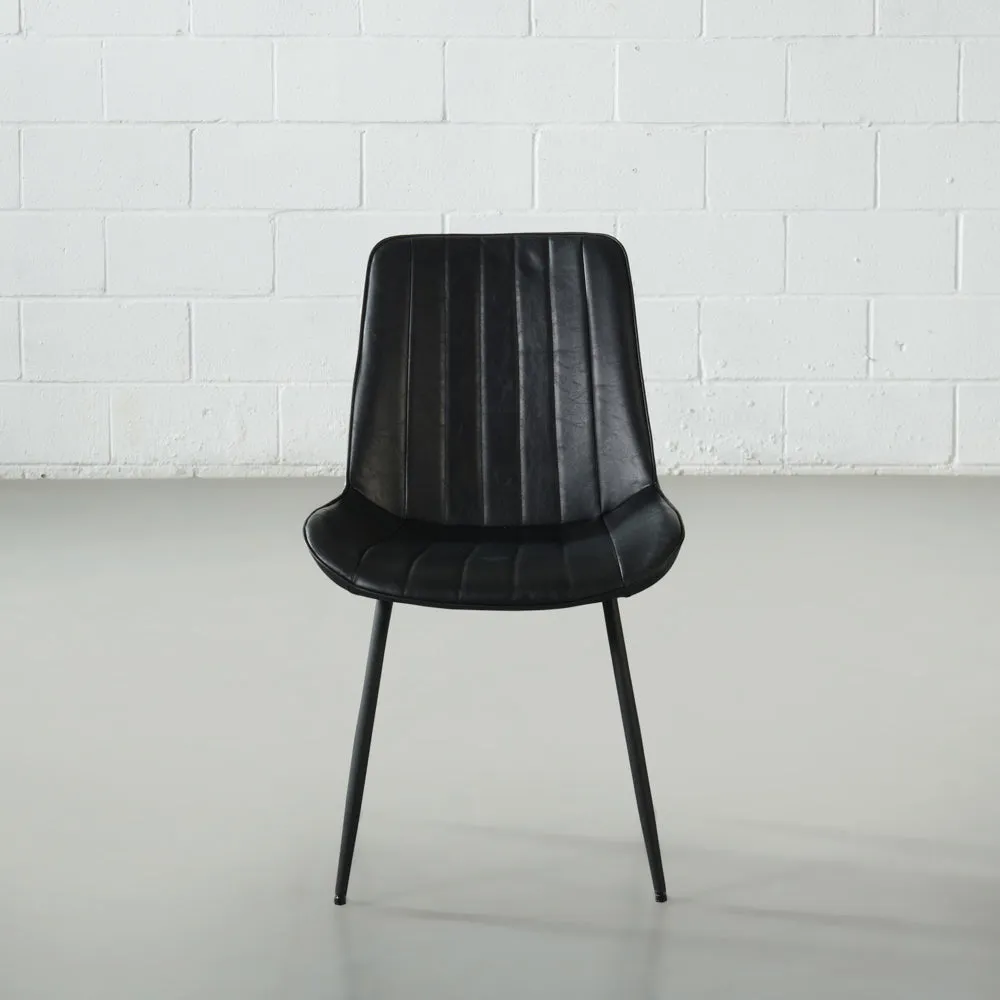 GLORIA - Black Leather Dining Chair