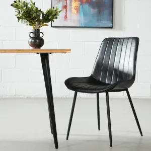 GLORIA - Black Leather Dining Chair