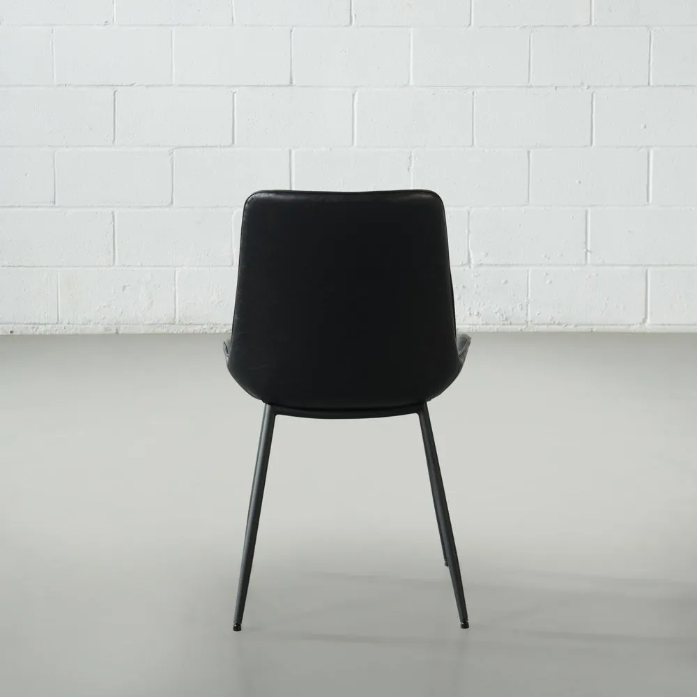 GLORIA - Black Leather Dining Chair