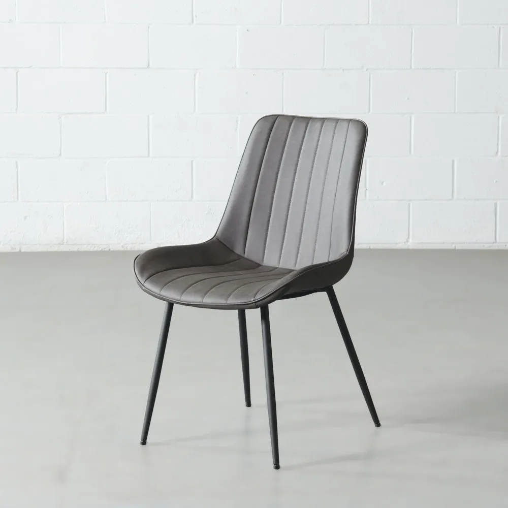 GLORIA - Grey Leather Dining Chair