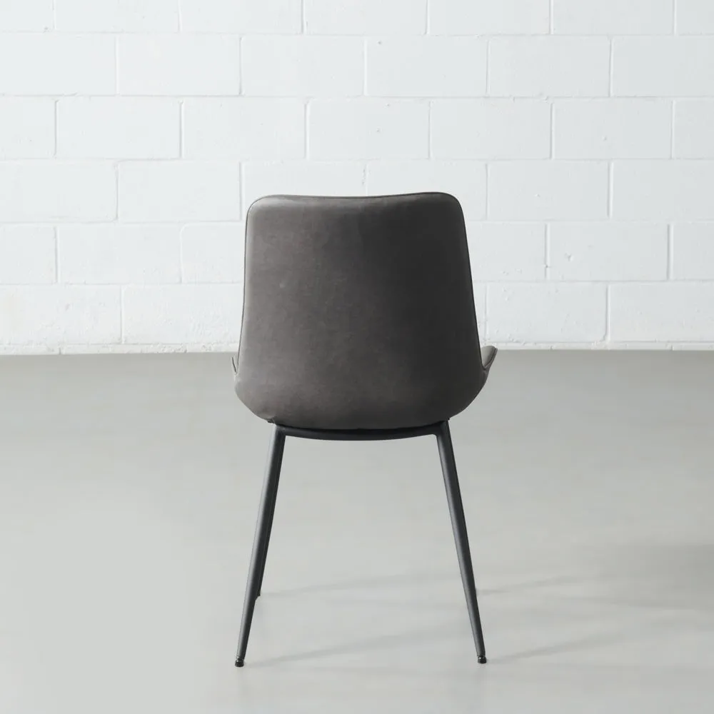 GLORIA - Grey Leather Dining Chair