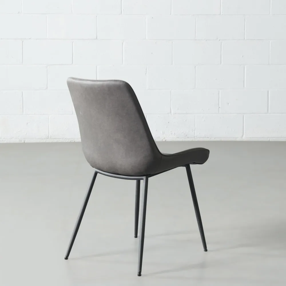 GLORIA - Grey Leather Dining Chair