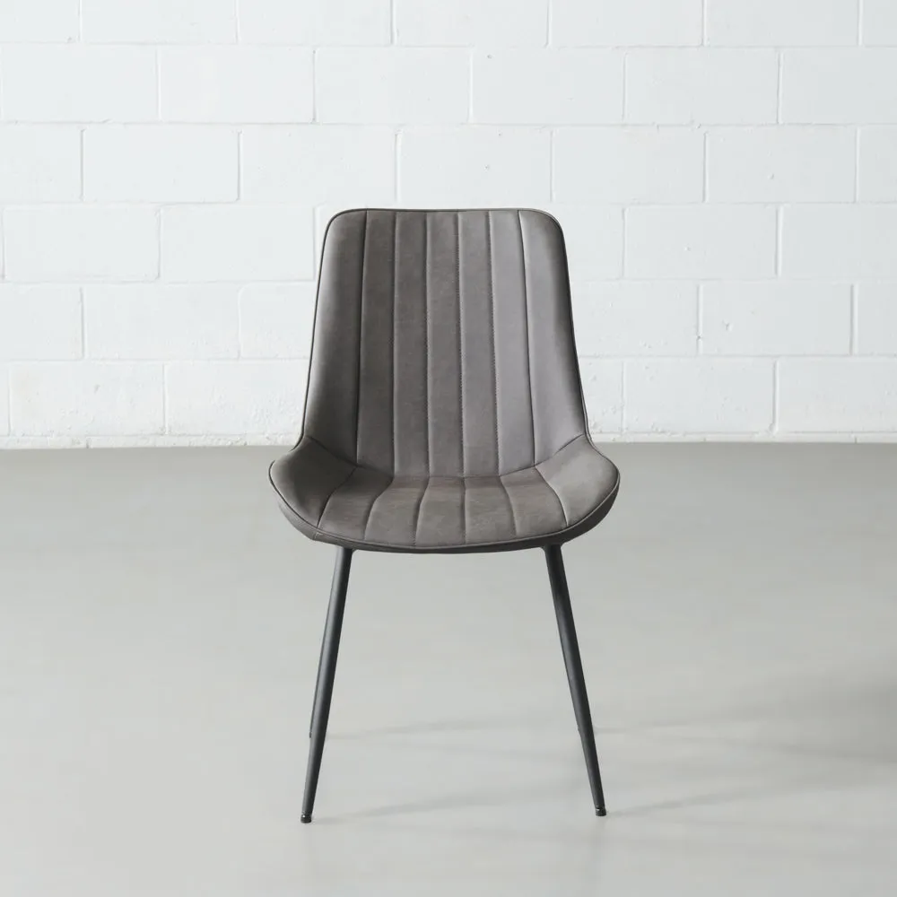 GLORIA - Grey Leather Dining Chair