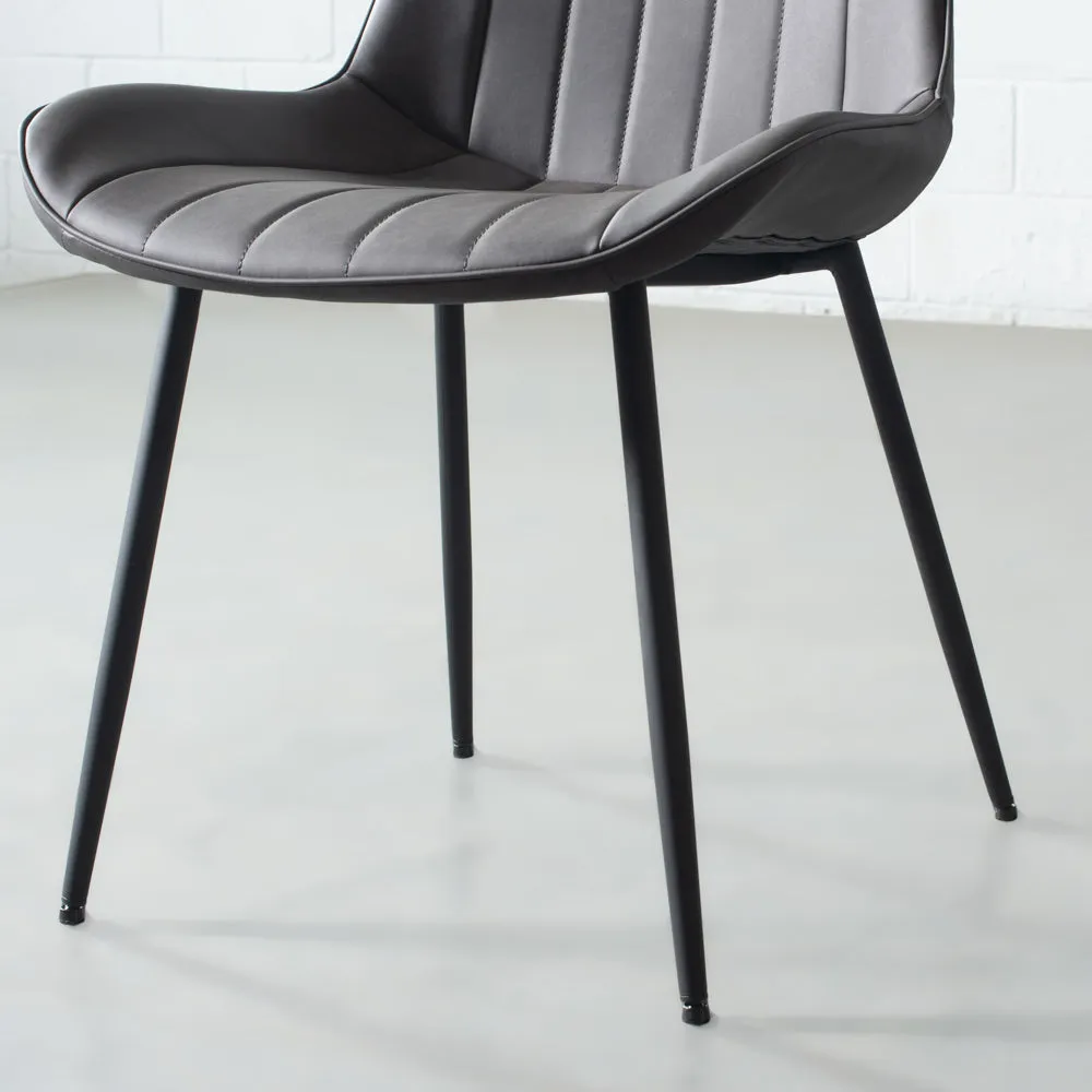 GLORIA - Grey Leather Dining Chair