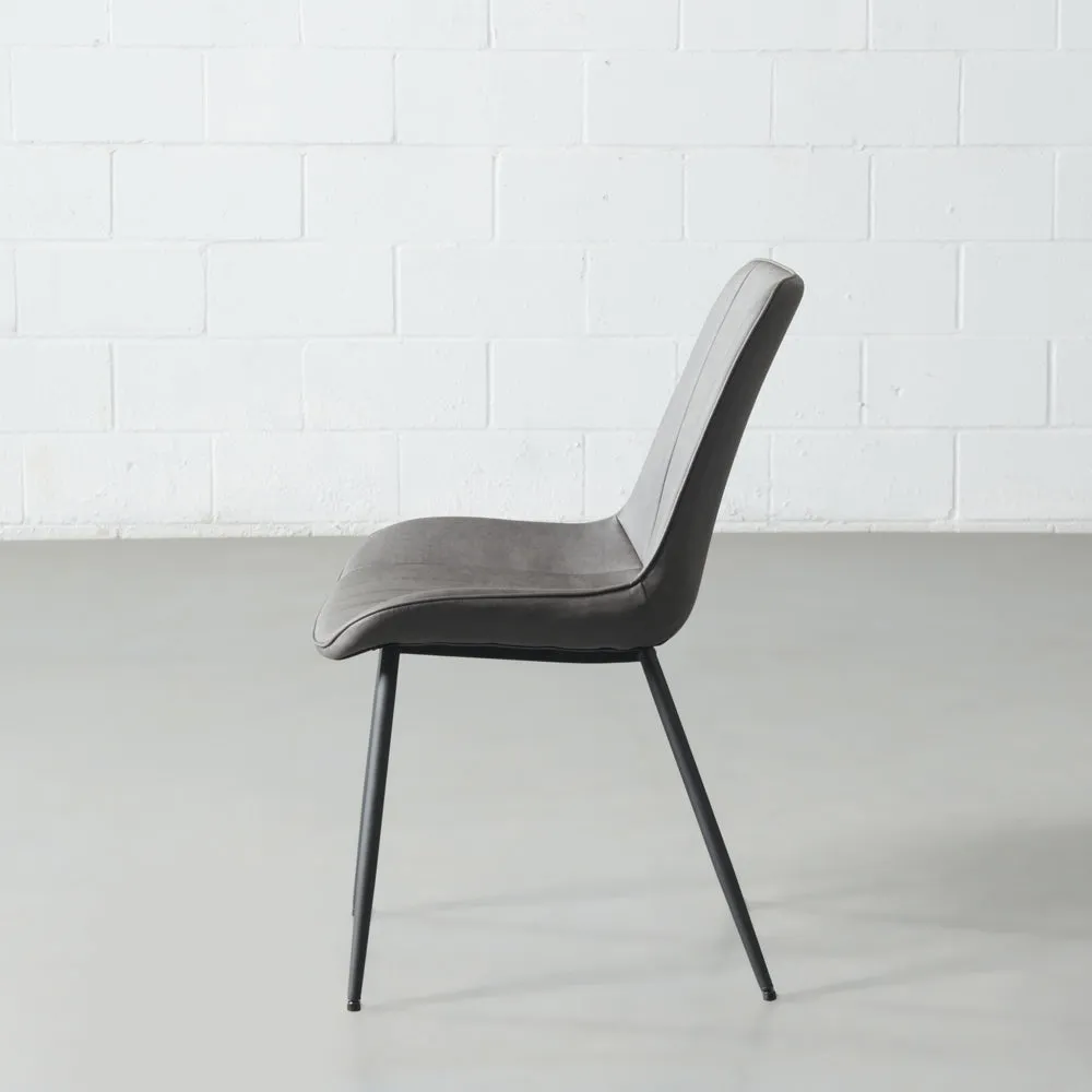 GLORIA - Grey Leather Dining Chair