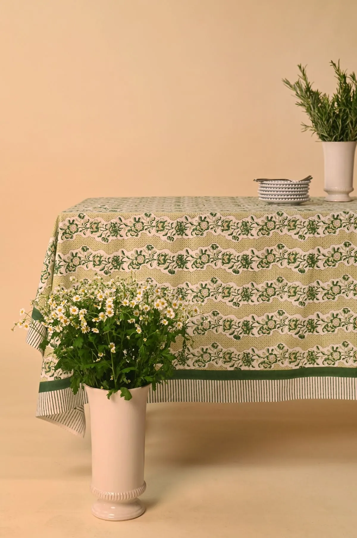 Green Blooming Trellis Tablecloth