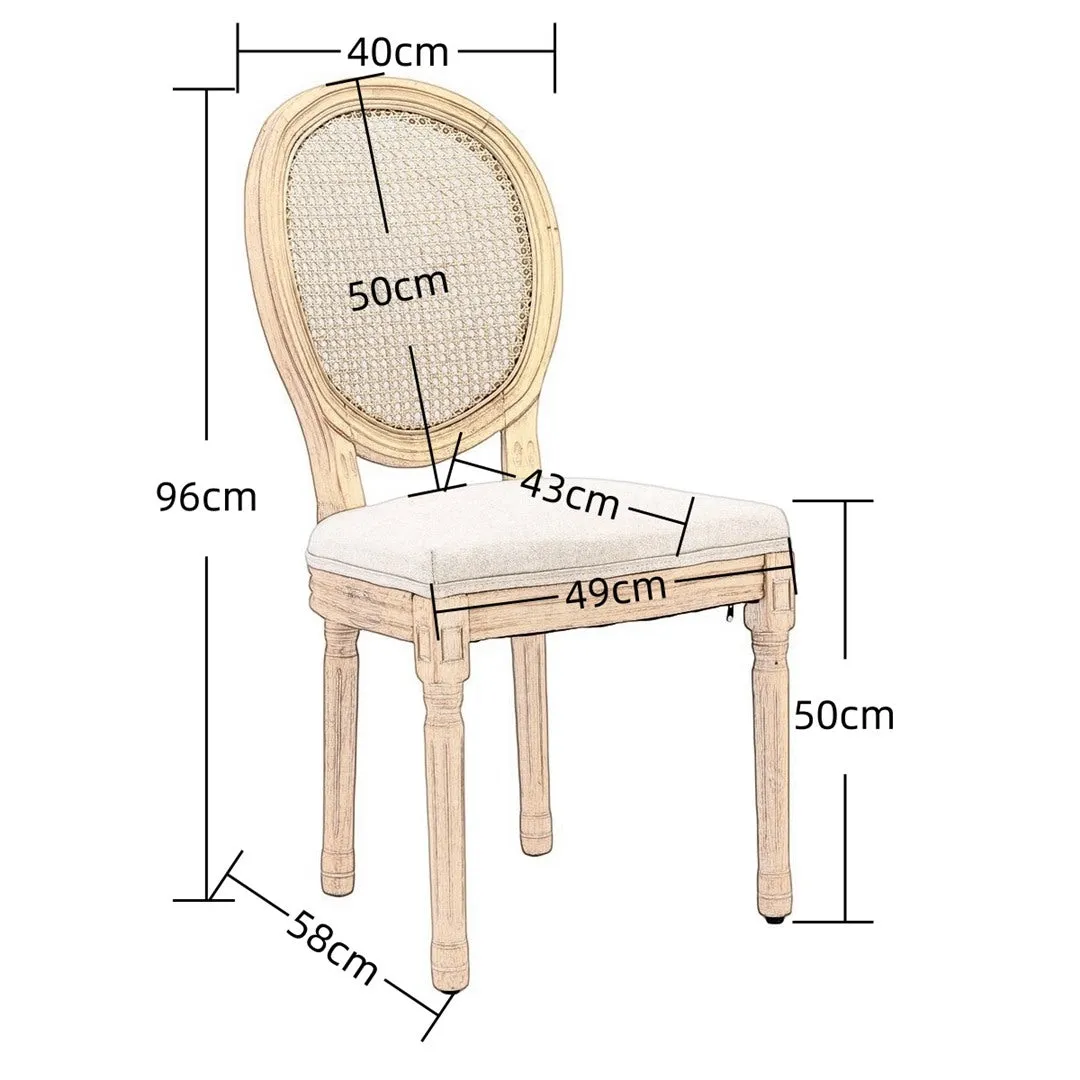 Grey Rattan & Wood Dining Chairs Set of 8, French Design