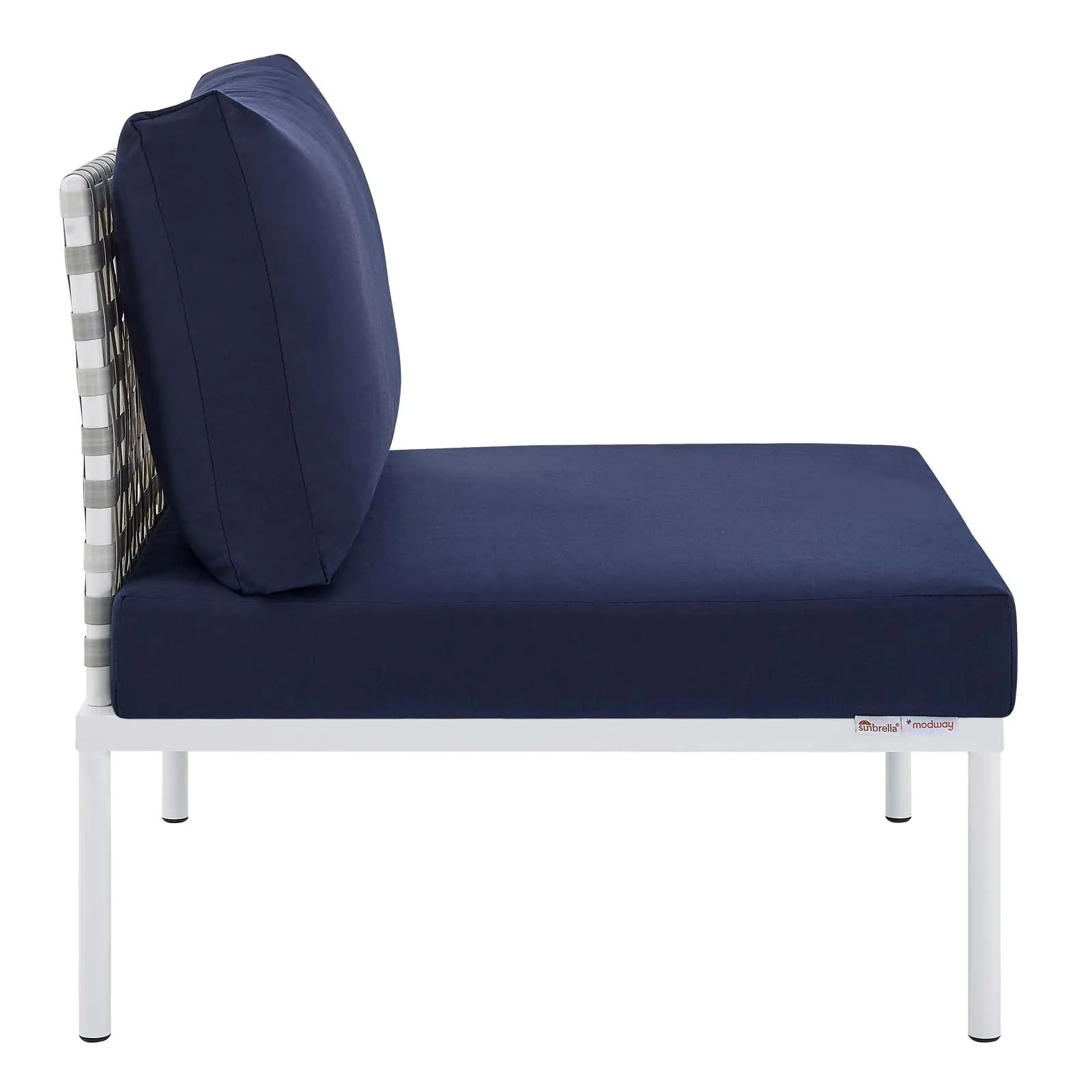Harmony Sunbrella® Basket Weave Outdoor Patio Aluminum Armless Chair
