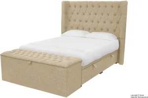 Hollyrood Linen Upholstered Winged Ottoman Bed - Fudge