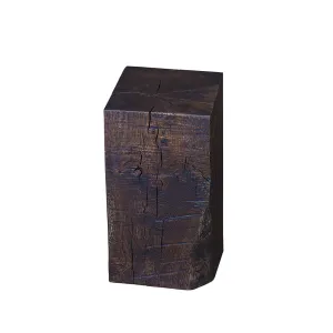 janua | sk 02 cube side table / stool | charred washed oak   gold tone