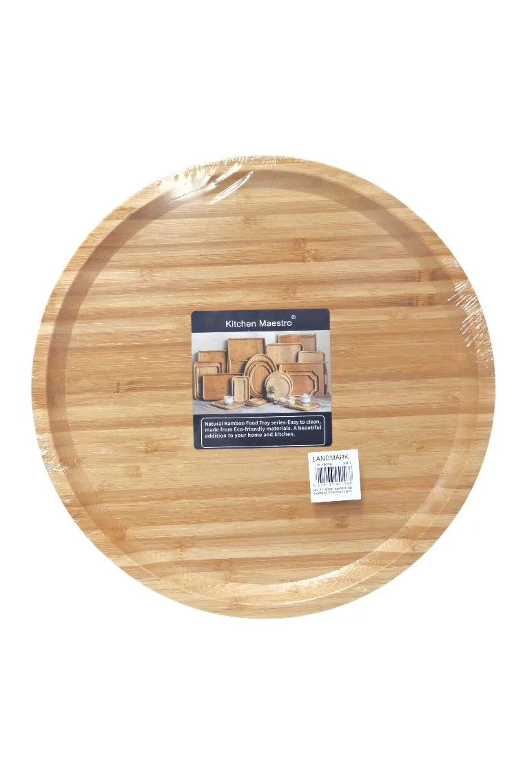 Kitchen Maestro Round Bamboo Serving Tray