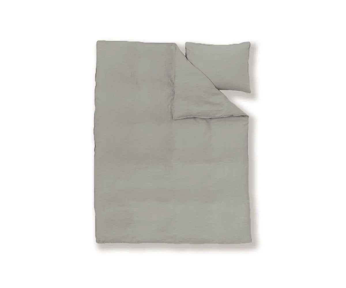 Laila Linen Duvet Cover   Shams Set - Grey